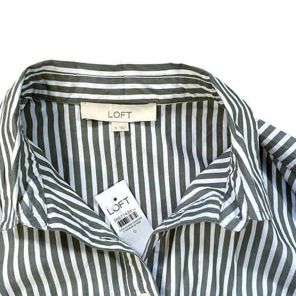 Loft Striped Poplin Tie Sleeve Mini Pocket Dress NWT - 6 - Picture 4 of 6